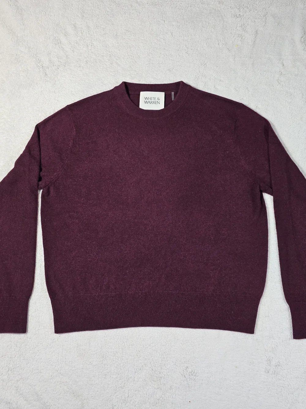 White + Warren Women's Crewneck Sweater - Wine 100% Cashmere.
